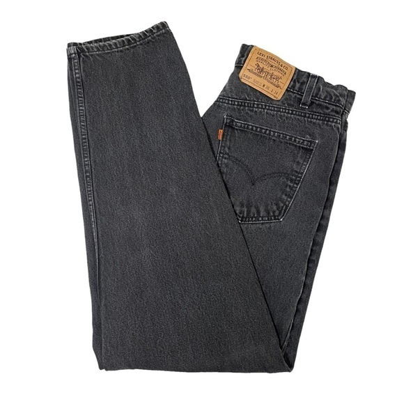 Levi’s 505 Orange Tab Black Relaxed Fit Tapered Leg Jeans Size 36 - Picture 8 of 8